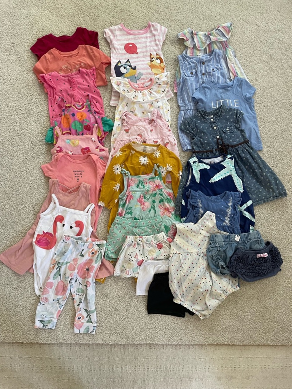 Toddler Girls Bundle! Spring/Summer rompers tops bottoms sz 18 mo - 28 piece lot